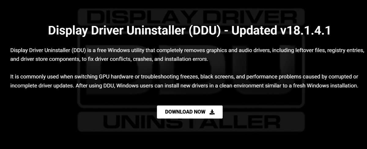 Download DDU from the download button